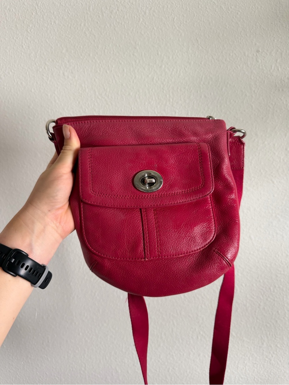 Coach Small Turn-Lock Crossbody in Berry Red